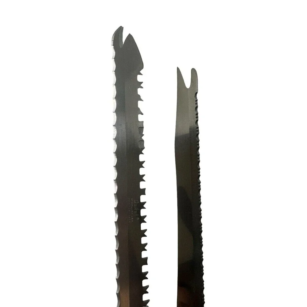 2 Piece Quick Cut Knife Serrated Knife Set Vintage USA Made Brown Composite